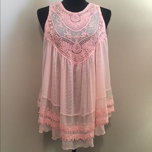 Peachy-Pink Sleeveless Babydoll Tank Top